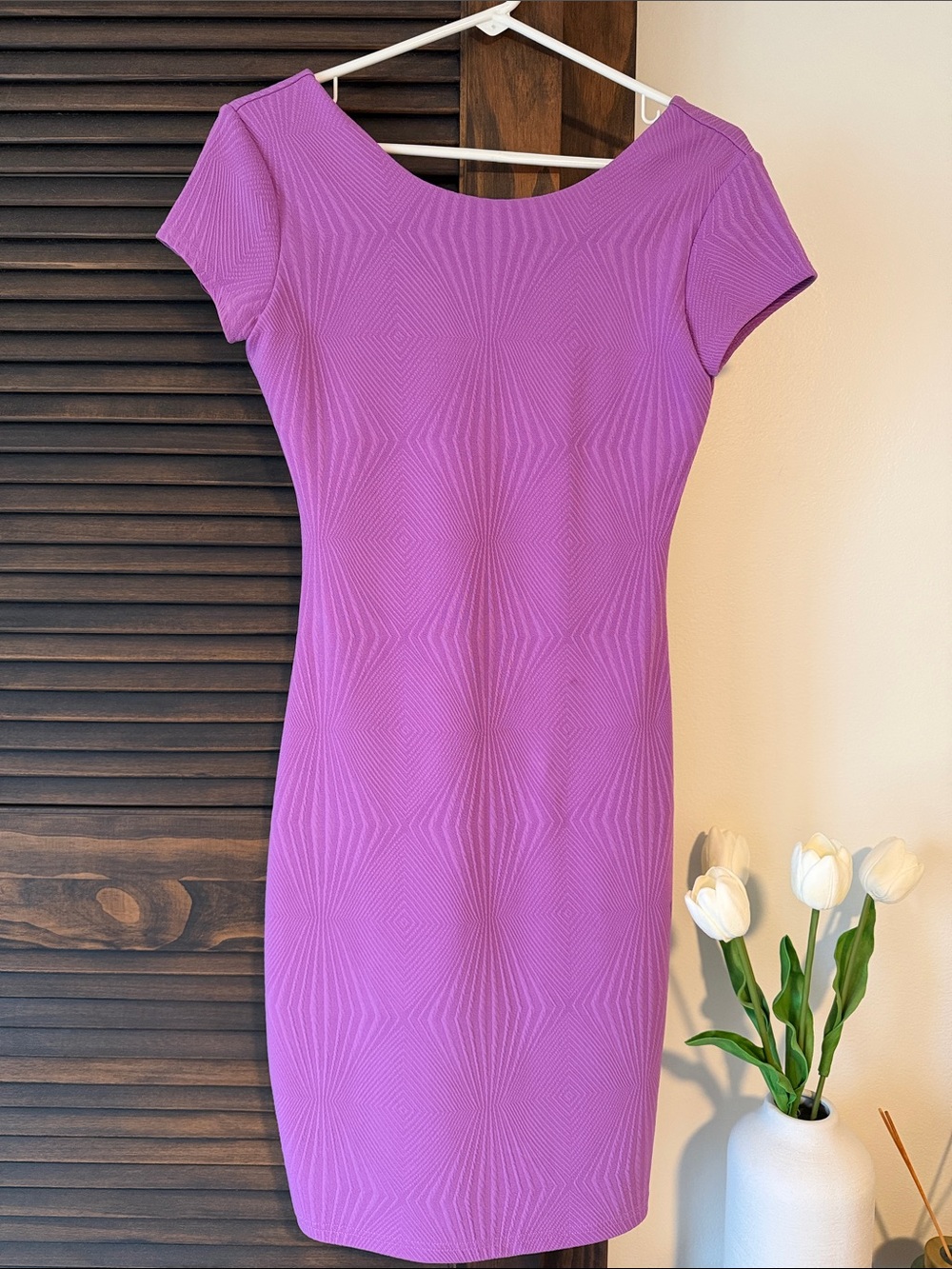 Gianni Bini Purple Textured Short-Sleeve Sheath Dress